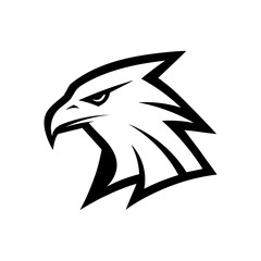 Strong eagle head logo in minimalist style for security sports and corporate branding