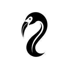 Flamingo head design in clean minimalist form for elegant nature inspired branding © MD