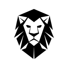 Minimalist lion head in geometric style for powerful wildlife or royal brand concept