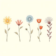 A pattern of a vowel flower colorful background design .