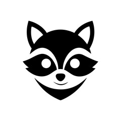 Minimalist raccoon face icon with mask shape for curious animal or wildlife logo use
