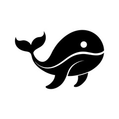 Minimalist whale face icon with flowing design for ocean life and marine brand theme