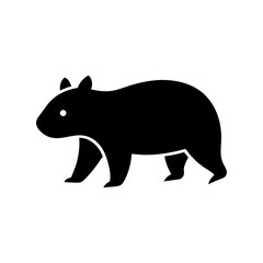 Minimalist wombat walking icon with bold body for cute wildlife or forest brand use