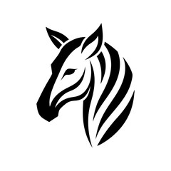 Minimalist zebra head logo with stripe pattern for wildlife safari and fashion themes