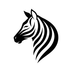 Minimalist zebra head design with striped style for animal print and wild brand logo