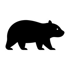 Minimalist wombat icon walking with bold body shape for forest and wildlife branding