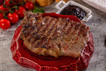 Grilled rib eye beef steak