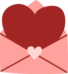 Romantic Red Heart Emerging from Pink Envelope Vector Illustration