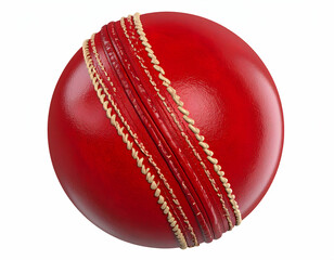 Crimson Cricket Ball Close Up Leather Texture Stitched Seam Detail Sports Equipment Pitch
