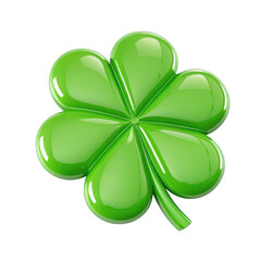 3D Four leaf clover isolated on transparent background