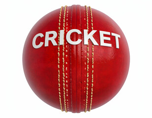 Red Cricket Ball Close Up Leather Stitching Sport Equipment Play Game Competition Team Field Wicket