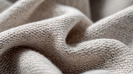 Organic cotton fabric with natural weave texture in beige colors. Sustainable materials concept