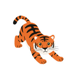 Cute cartoon tiger cub illustration Isolated on transparent background,cutout png.	