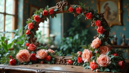 Vintage floral decoration space