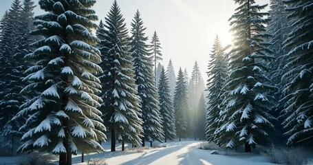 snow covered trees in winter - Powered by Adobe