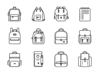 Simple school bag line art vector illustration