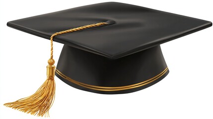 Academic achievement Mortarboard on white background for education and graduation concepts