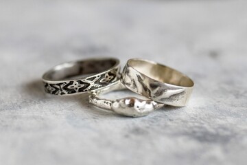 Handcrafted Textured Silver Rings Artistic Jewelry Collection for Fashion-Forward Individuals.