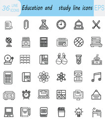 education and study line icon vector icon set