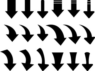 シンプルな矢印のアイコンセット_下降_DOWN