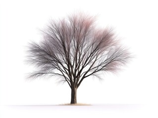 Obraz premium Striking silhouette of a bare winter tree against clear sky, captivating display of nature's resilience