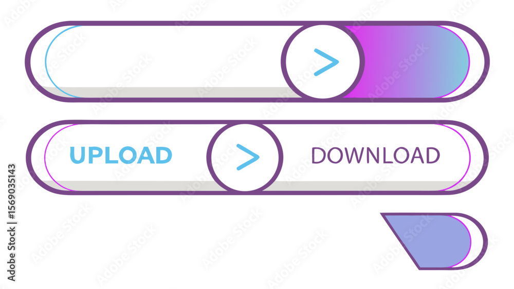 Fototapete modern ui ux design elements featuring two rounded toggle switch sliders with gradient fill and text