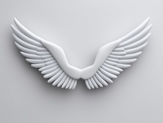 Obraz premium Elegant white wings on soft gray background, a delicate texture for design and artistic inspiration