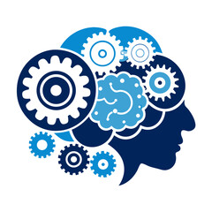 gears on blue background