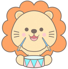 Baby Lion playing drums at the party concert