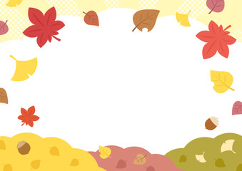 秋の紅葉した葉、秋の山の風景