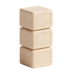 Stack of wooden toy cubes isolated on transparent background