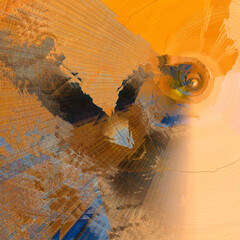 Futuristic abstract glitch art background, resembling a tunnel.