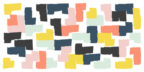 Hand drawn abstract corner elements, rectangular color grunge frames, chalk text corners, quote frame, geometric pattern. Crayon marker lines, underlines, frames, texture, doodle vector sketch