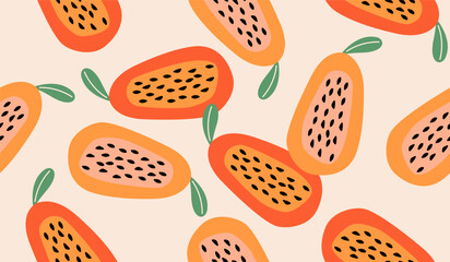 Cute papaya fruits pattern background vector design