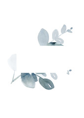 Watercolor Botanical Frame with Eucalyptus Leaves