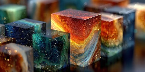 Abstract Colorful 3D Glass Chart for Data Visualization and Visualization Design