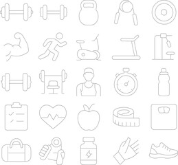 Fitness icons set for health and sports activities