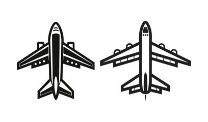 Two stylized black airplane icons viewed from above on a white background
