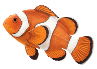 Clownfish Swimming Isolated on Transparent Background