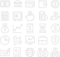 Diverse Financial Icons Representing Wealth and Investment