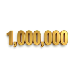 One Million: Gold Numerals on White Background