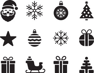 Black Holiday Icons for DIY Projects

