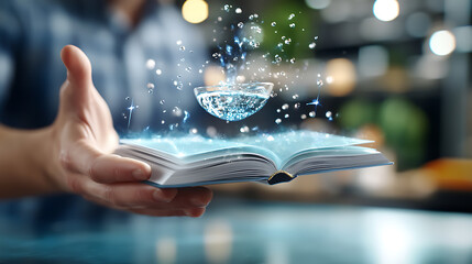 Magical water sphere manifestation modern workspace digital art creative environment close-up view imagination unleashed