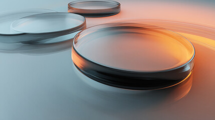 Transparent Glass Discs on Gradient Background