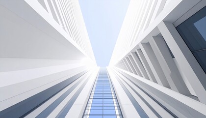 Fototapeta premium Modern Architectural Marvel: A Symphony in White and Blue