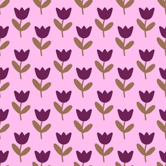 seamless pattern with red flowers. kawaii design. 