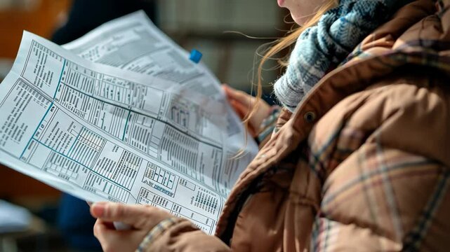 selective focus on student reading university documents