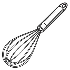 Classic Metal Whisk Isolated on White Background Vector Illustration