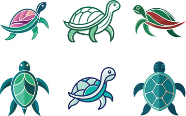 Six Stylish Turtle Designs Perfect for Logos Branding and Iconography a Collection of Scalable Vector Graphics