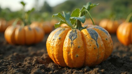 Rural pumpkin harvest scene
